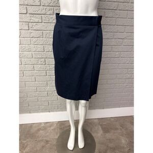 346 Brooks Brothers Women's Stretch Navy Faux Wrap Pencil Skirt Size 6